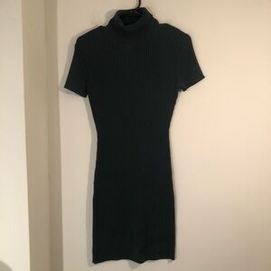 Moda International Hntr Green Ribbed Knit Turtleneck sweater Dress M
